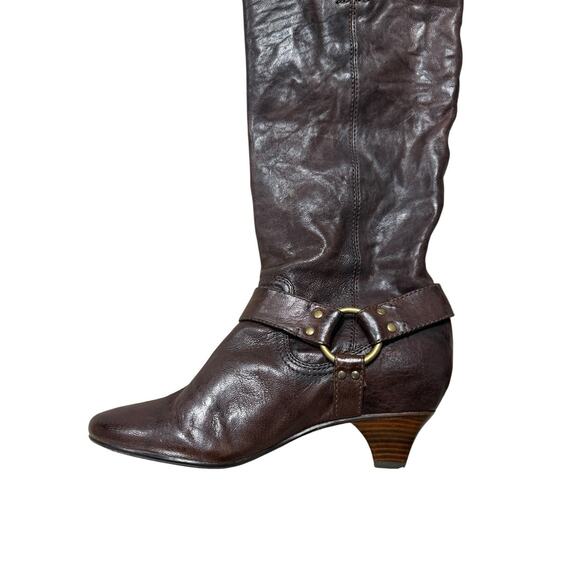 Frye Womens 8.5M Steffi Harness Brown Knee High Leather Pull On Riding Boots New - Picture 8 of 13